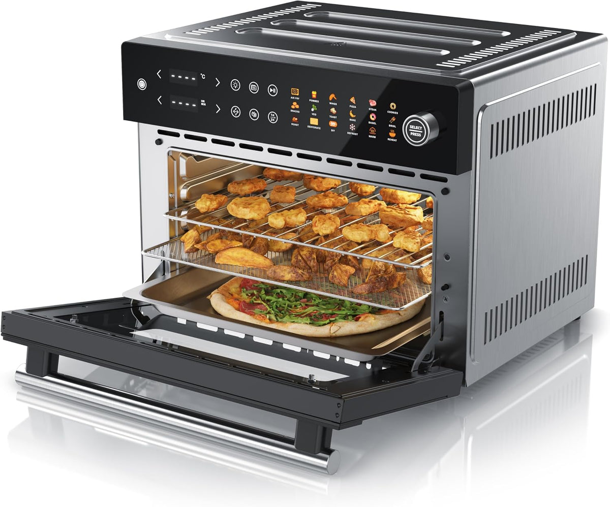 Arendo Backofen, 30 Liter, 30l, Silber, Mini - Heißluftfritteuse - Edelstahl - Multifunktionsofen
