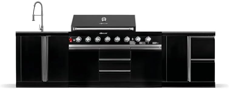GORILLER® Gasgrill, Silber/Schwarz, BLACKBACK M4 Outdoor-Küche, XXL- mit Waschbecken, Extra-Arbeitsfläche und Stauraum