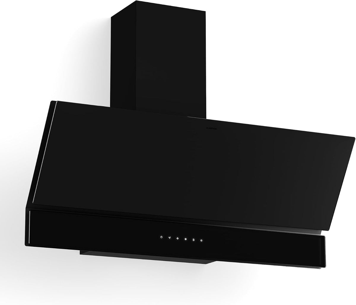 Klarstein Dunstabzugshaube, 90 cm, 820 m, Schwarz, Velaire - Kopffreihaube, ³/h Boost, A++ Energieeffizienz, Touch-Bedienung