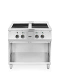 HENDI Kochfeld, 17000 W, 3,5 kW, 870 mm, 400 V, Silber, Induktionsherd, 4 Kochzonen: 2x 5 kW und 2x, mit Ablagefläche