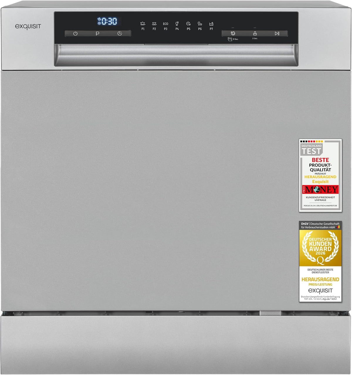 Exquisit Tischgeschirrspüler, 55 cm, Silber, GSP5508-030D -, 8 Maßgedecke