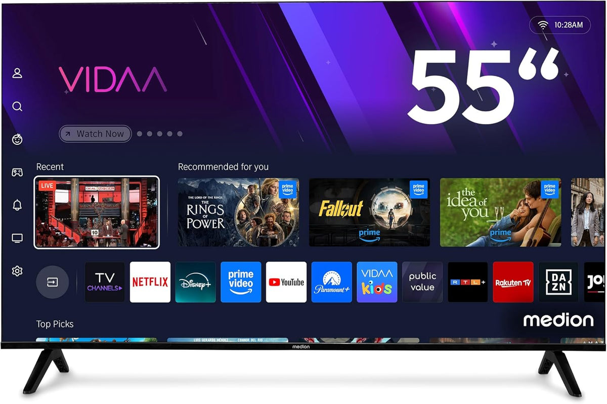 MEDION Fernseher, 138,8 cm, 55 Zoll, Schwarz, Smart TV, QLED (Smart-TV, Dolby Vision HDR, HBO Max, MagentaTV