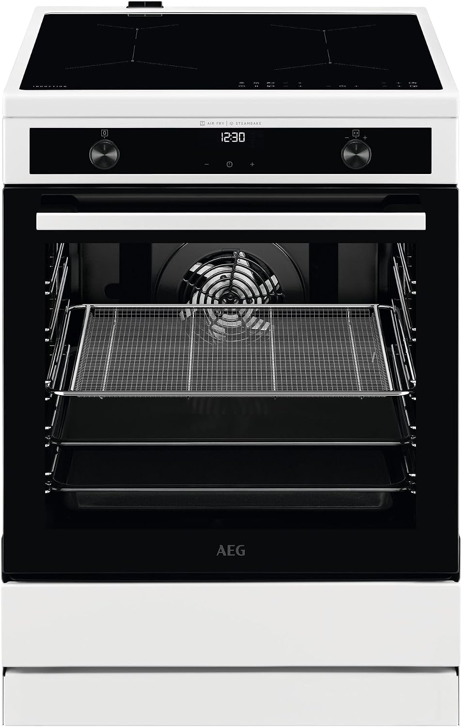 AEG Elektroherd, 60 cm, Schwarz, Standherd mit Induktions-Kochfeld /SteamBake