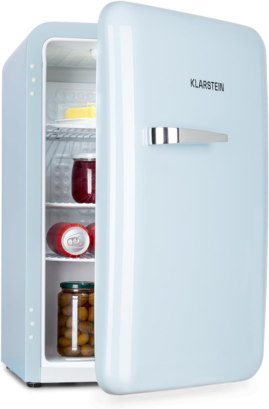 Klarstein Kühlschrank, 70 Liter, Blau, Audrey Mini - kleiner, kompakte Mini-Bar, freistehend, Kompressionskühlung