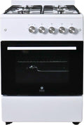 Gasline Elektroherd, 60 cm, Weiß, Gas Standherd 4 Flammig breit, Gas-Backofen mit Thermostat, Grill und Umluft SHGG6060FG Erdgas/Propangas