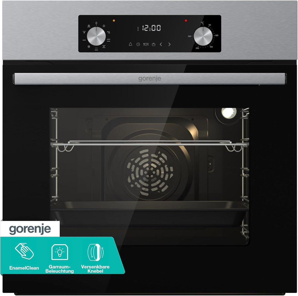 Gorenje Backofen, 60x 56x 58 cm, 73 Liter, Schwarz/Silber, BOA6737AO1X Einbau / /BigSpace/Heißluft / 250° maximale