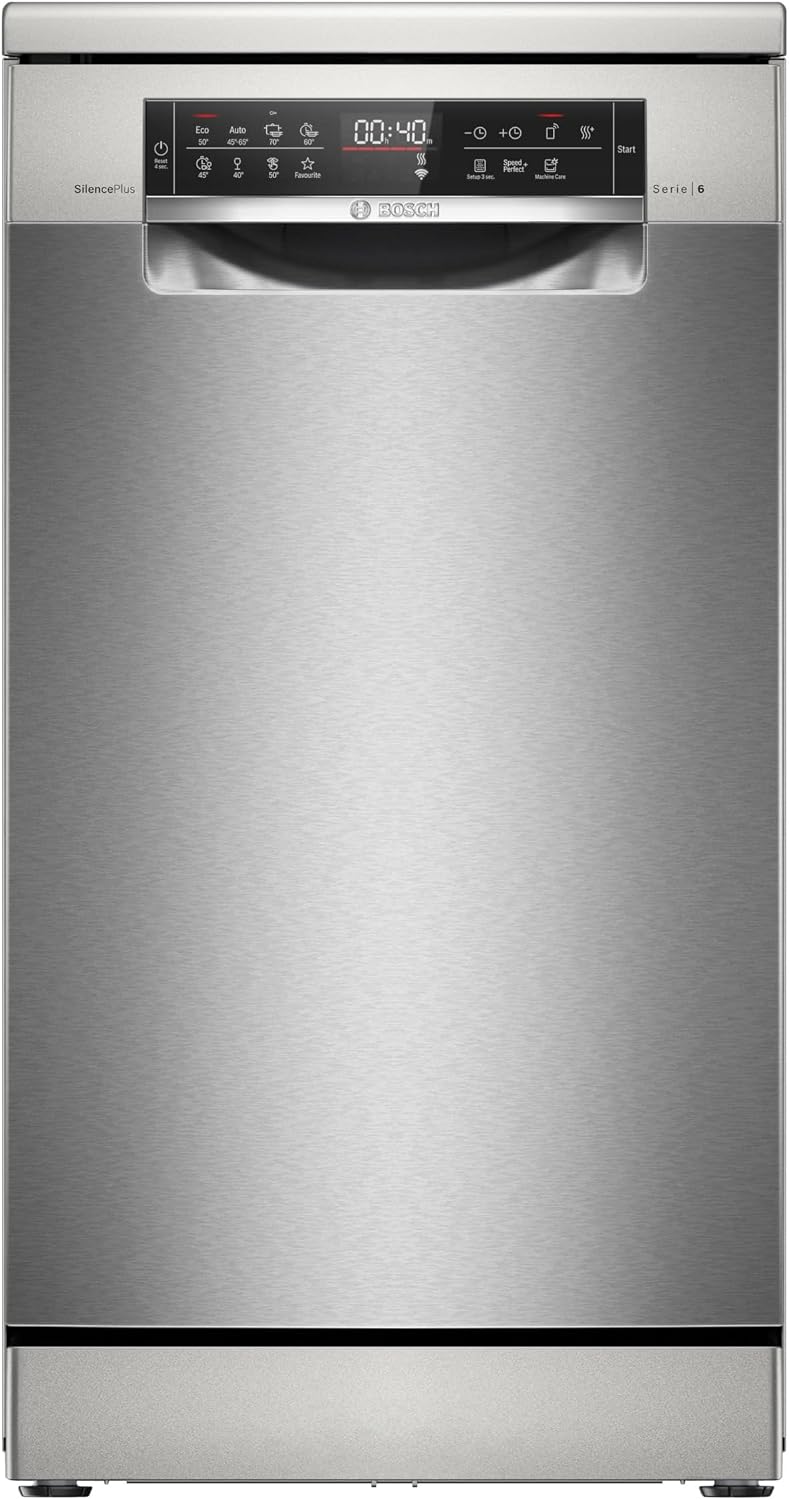 Bosch Geschirrspüler, 10 Maßgedecke, 45 cm, Weiß, SPS6EMI21E Serie 6 freistehend, Smart Start, VarioFlex Korbsystem