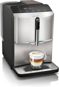Siemens Kaffeevollautomat, Silber, EQ300, farbiges LCD-Display, Milchaufschäumdüse für Cappuccino, Latte Crema