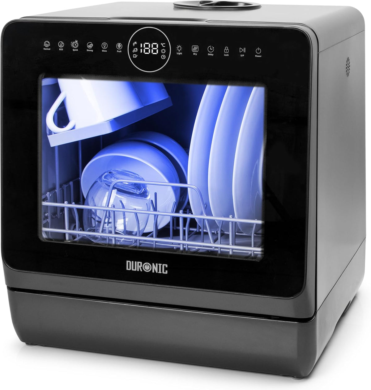 Duronic Tischgeschirrspüler, Weiß, DW5 BK Spülmaschine, Mini Geschirrspüler für bis 4 Personen