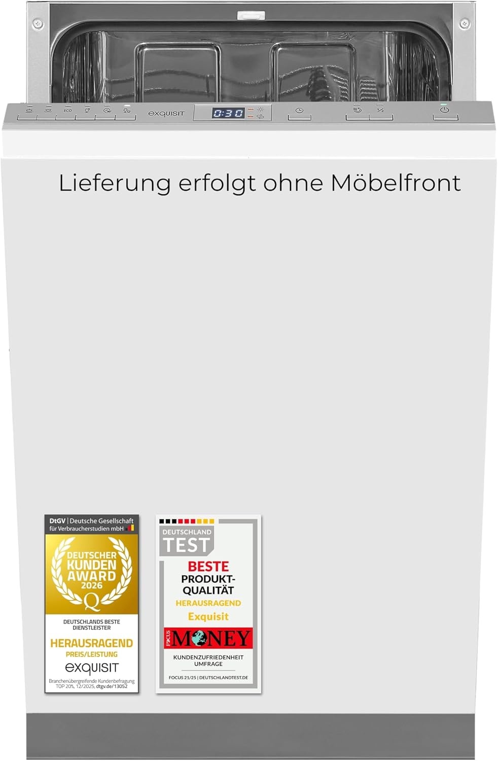 Exquisit Geschirrspüler, 45 cm, Silber, EGSP52109-E-030E, Spülmaschine