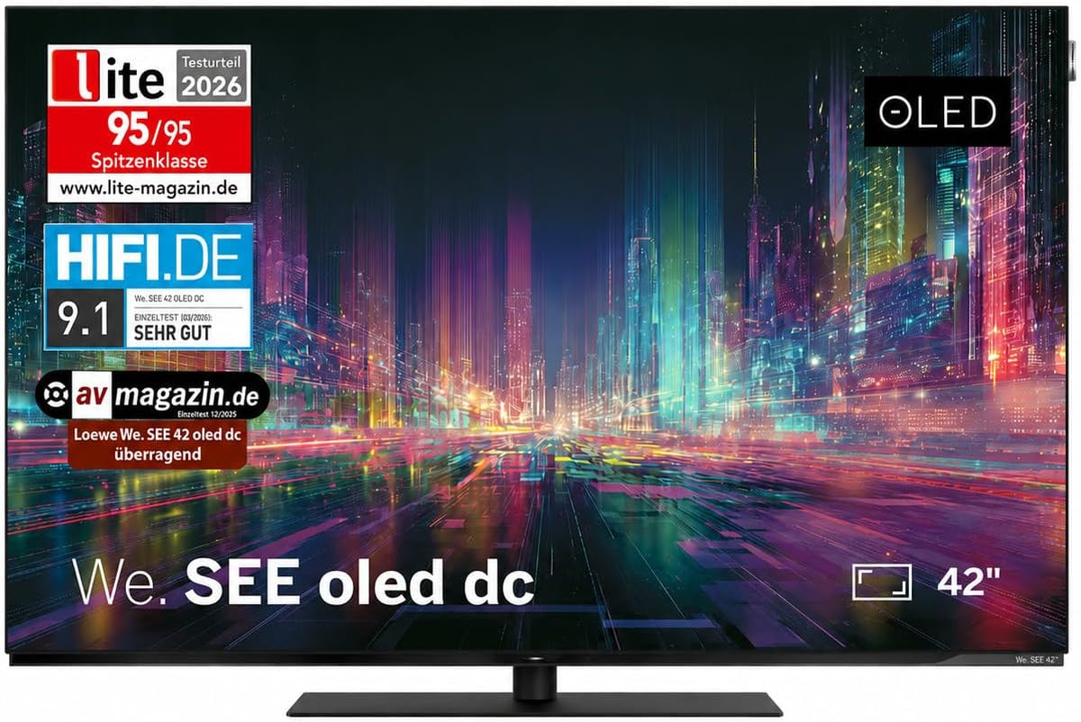 LOEWE Fernseher, 42 Zoll, Schwarz, Smart TV, We. See 42 OLED dc, Ultra HD Smart TV, Dual-Channel Funktion