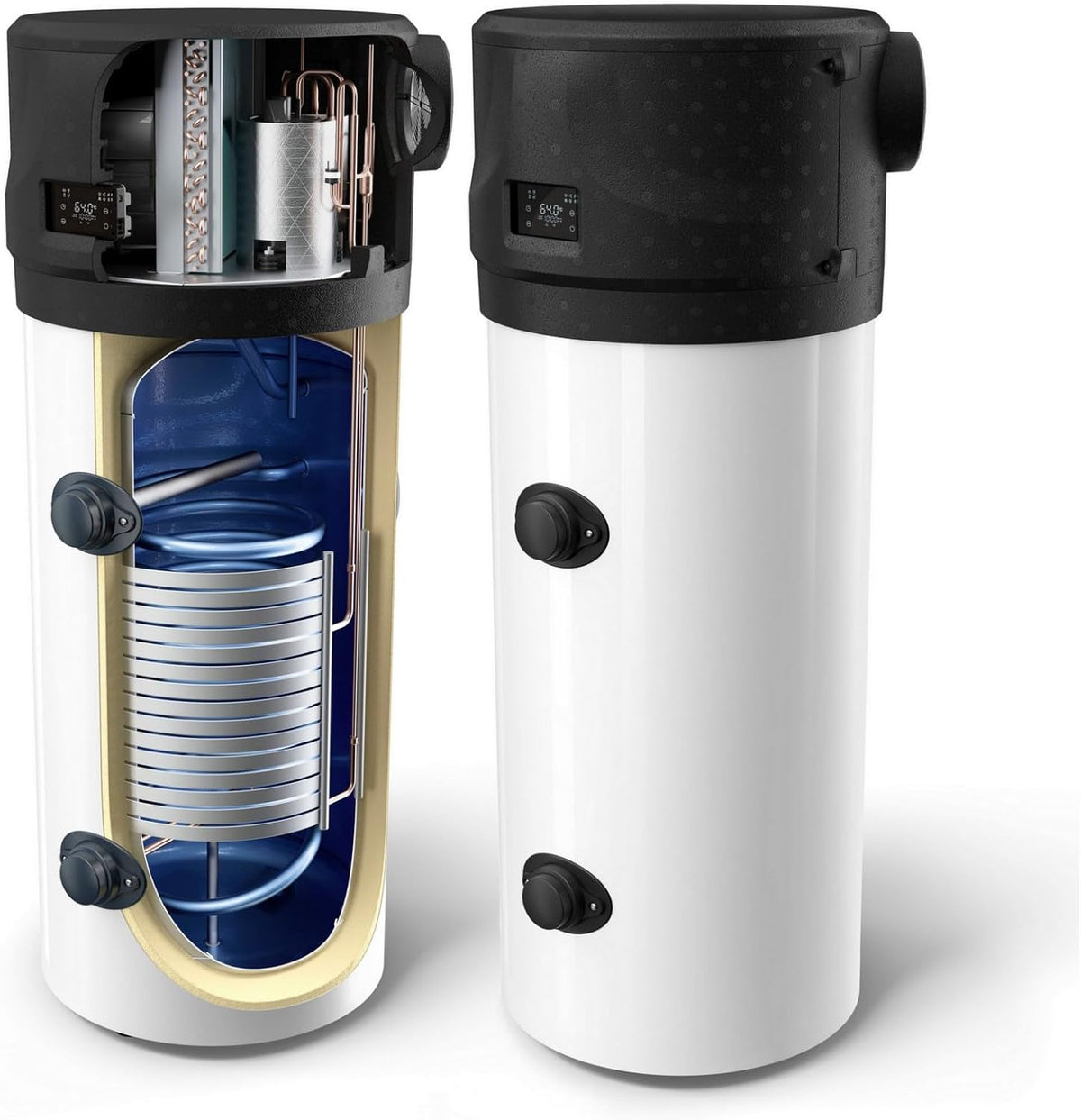 AquaThermica Warmwasser-Wärmepumpe, 200 Liter, Schwarz, Pro Brauchwasserwärmepumpe Luft-Wasser Wärmepumpe