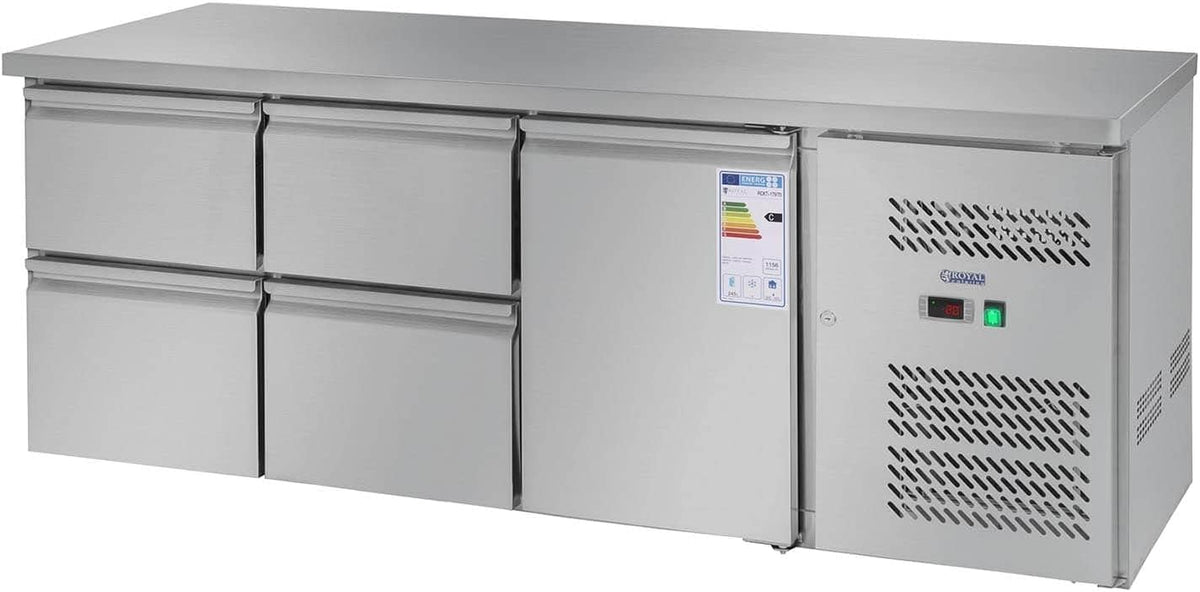 Royal Kühltheke, 403 Liter, Silber, Catering Kühltisch Arbeitstisch mit Kühlung RCKT-179/70 (, Edelstahl Arbeitsplatte