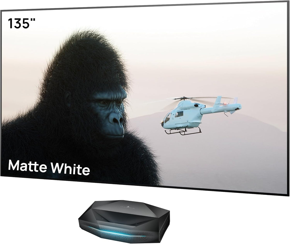 AWOL Beamer, Mehrfarbig, VISION Aetherion Pro + 135' Fester Projektorbildschirm-Set, 4K UHD HDR10+, Dolby Vision und Atmos
