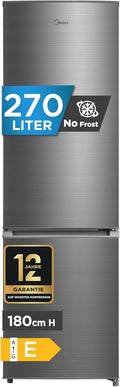 Midea Kühlschrank, 180 cm, 270 L, 41 dB, Weiß, mit gefrierfach(-24°C), Total Nofrost