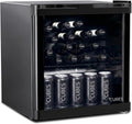 °CUBES Mini-Kühlschrank, 48 L, Schwarz, Eleganter Getränkekühlschrank mit Glastür & 1 variabler
