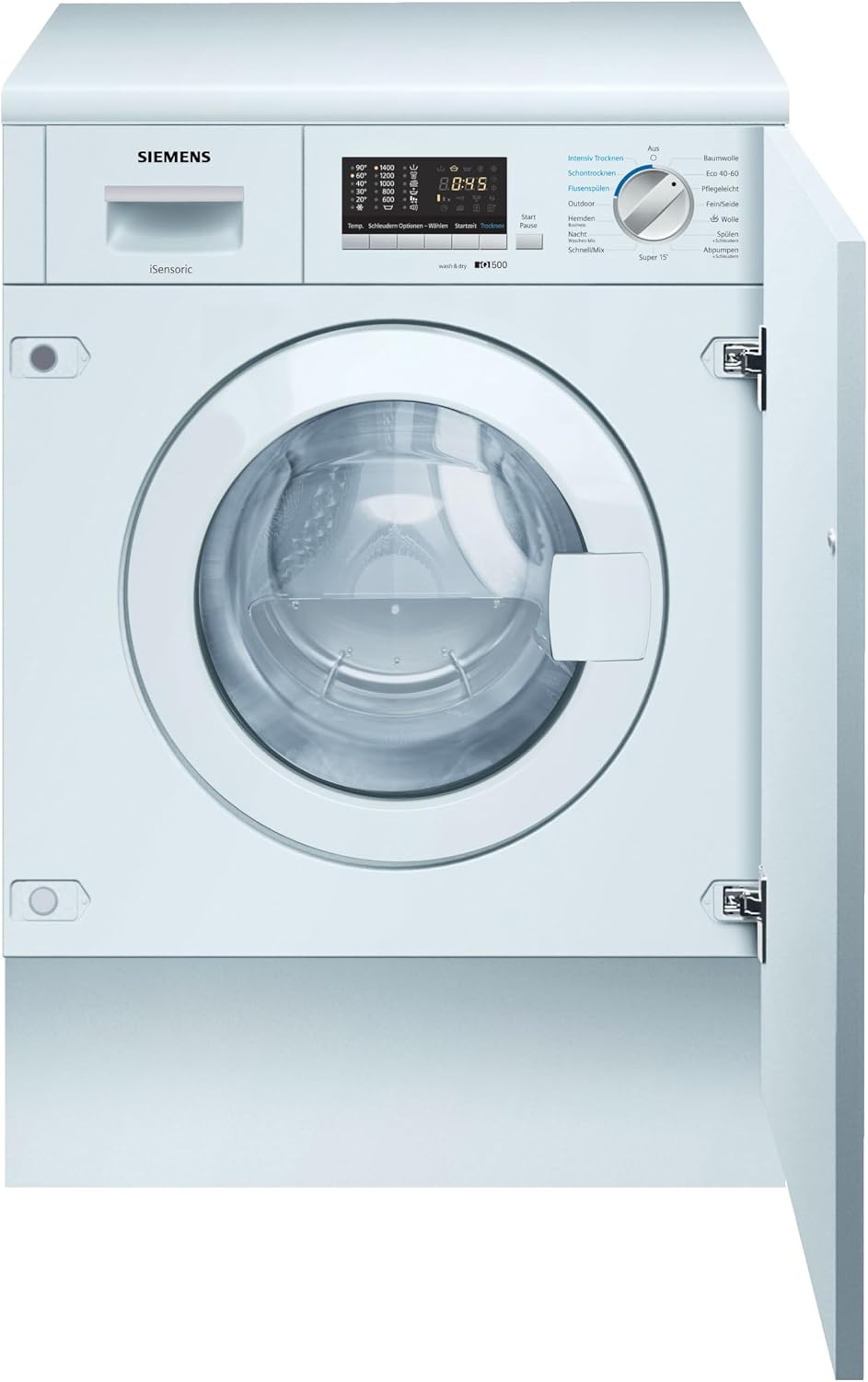 Siemens Waschtrockner, 7 kg, 4 kg, Weiß, iQ500 Einbau Waschen Trocknen WK14D543
