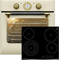 Kaiser Backofen, 60 cm, Schwarz, Herdset Autark Einbau EH 6432 ElfBE Eco+KCT 6703 F, Retro Einbau Elektro, Drehspieß