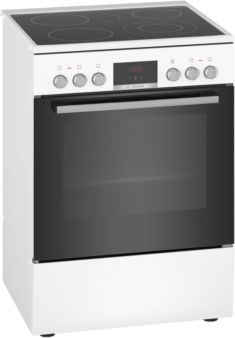 Bosch Elektroherd, 60 cm, Weiß, HKR39C220 Serie 4 Elektro-Standherd, breit, EcoClean Direct Reinigungshilfe, 3D Heißluft Backen auf 3 Ebenen