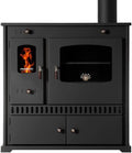 EEK Kaminofen, 7 kW, Schwarz, A+ mit Backfach und Herdplatte Perfect Eco Holzofen Kam