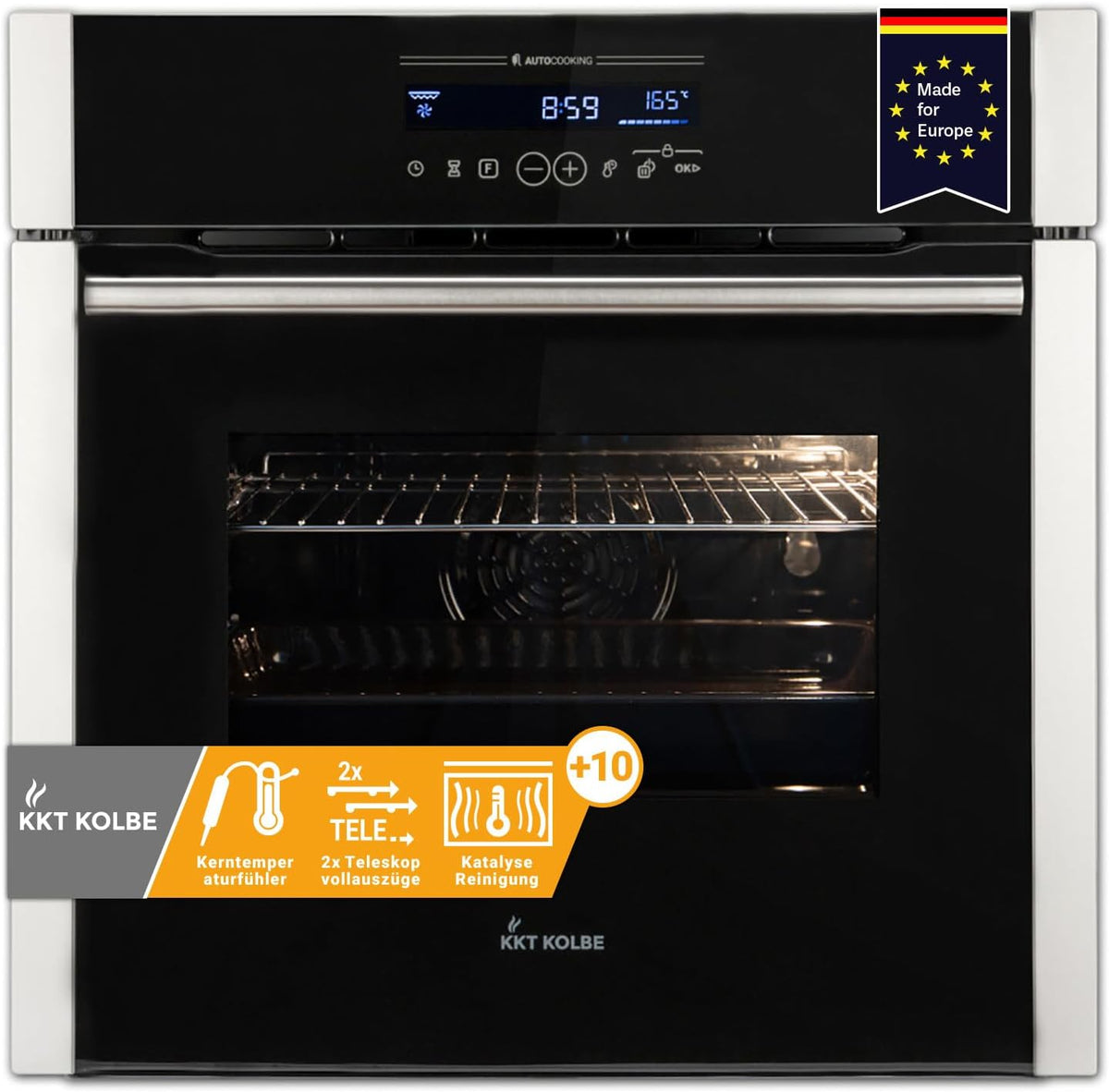 KKT Backofen, 60 cm, Schwarz/Silber, KOLBE Einbau autark