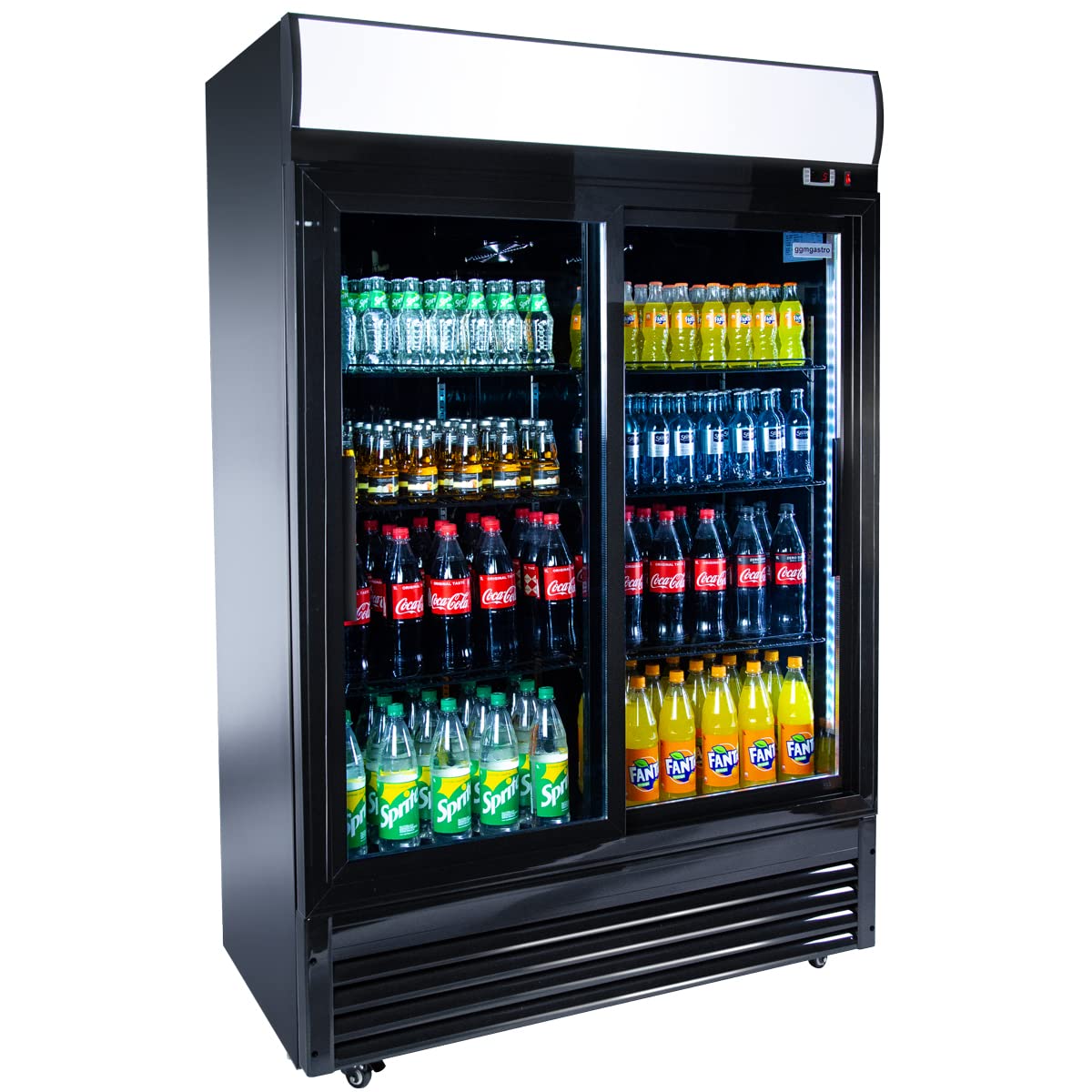 GGM Getränkekühlschrank, 880 L, Weiß, Gastro mit 2 Glasschiebetüren